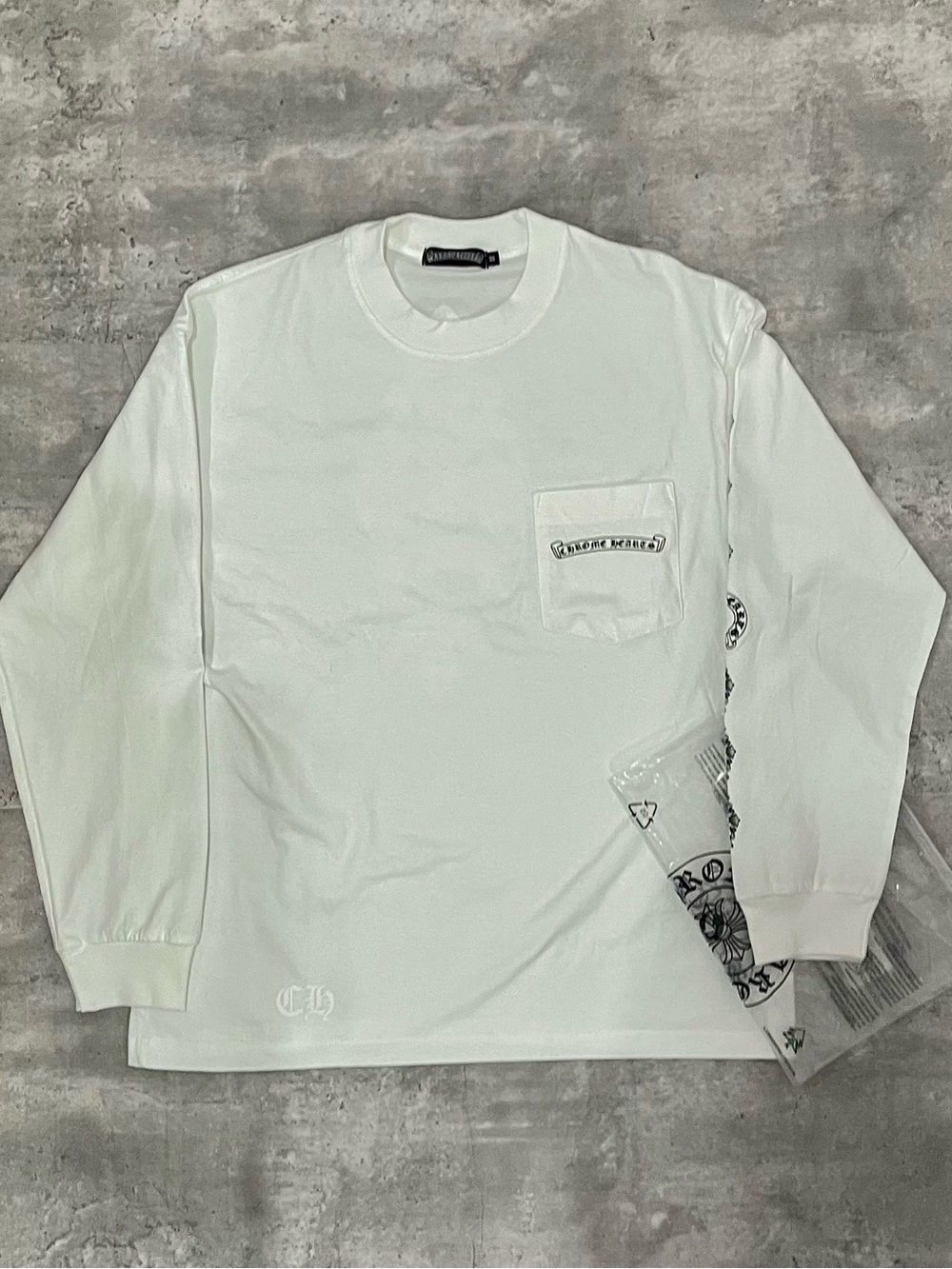 Chrome Hearts Pocket Long Sleeve Shirt White Mens Medium